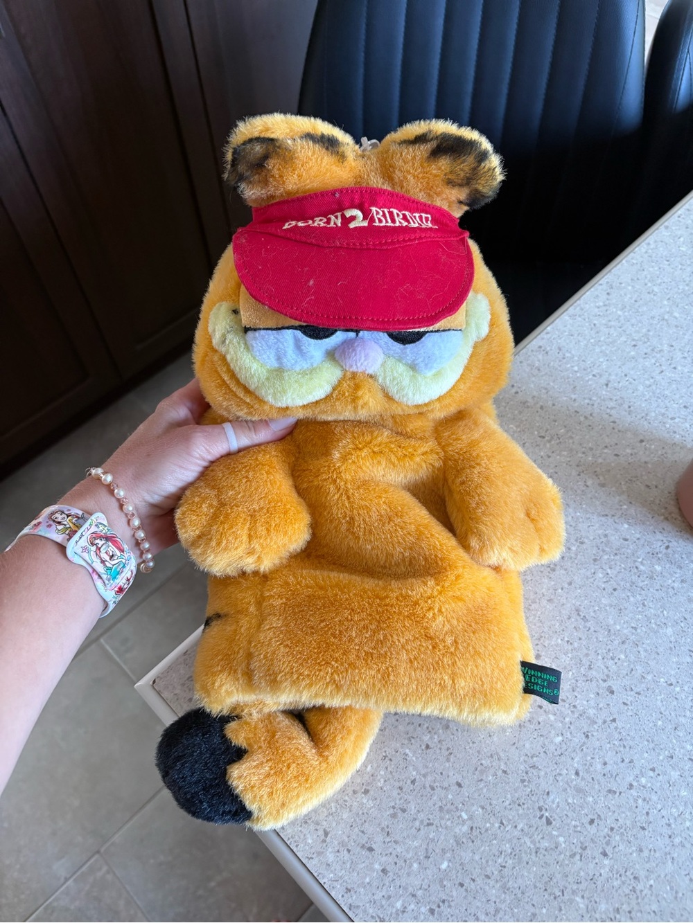 Garfield Plush Golf Wood Headcover Orange w/ Red Visor "Born 2 Birdie"